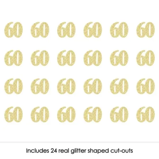 Big Dot of Happiness Gold Glitter 60 - No-Mess Real Gold Glitter Cut-Out Numbers - 60th Birthday Party Confetti - Set of 24 image {1}