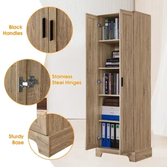 Storage Cabinet with Two Doors and Adjustable Shelf For Bathroom And Office - ModernLuxe image {6}