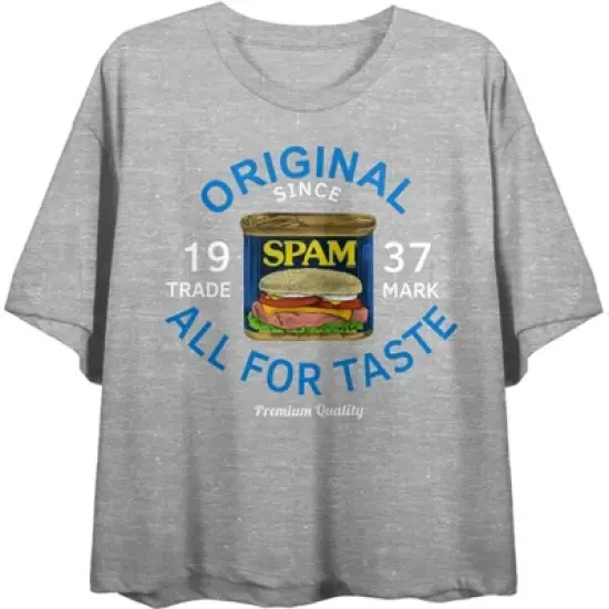 Spam Original All For Taste Women's Gray Heather Crop T-shirt image {3}