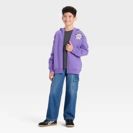 Boys' Pokemon Gengar Hooded Character Full Zip Fleece Sweatshirt - Purple image {3}
