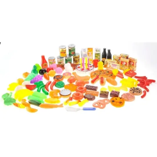 Insten 130 Piece Deluxe Pretend Play Toy Food Assortment Set for Kids image {5}