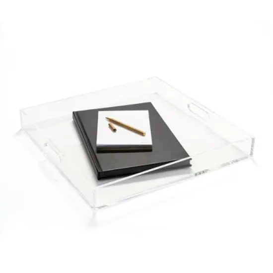 RUSSELL + HAZEL Acrylic Tray: Clear Desk Organizer, 16x16 Document Holder, Office Supplies image {2}