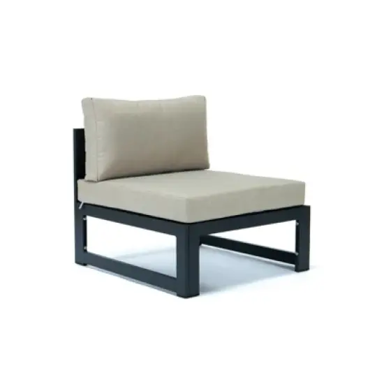 LeisureMod Chelsea 5-Piece Outdoor Patio Sectional Set with Coffee Table &ndash; Black Aluminum Frame, Cushions, Weather-Resistant image {4}