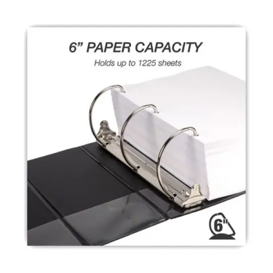 Samsill Nonstick D-Ring View Binder, 3 Rings, 6" Capacity, 11 x 8.5, Black image {1}