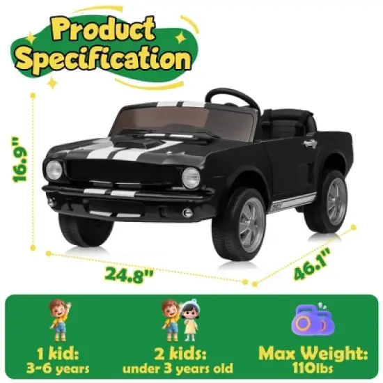 Joyracer Shelby 4WD 24 Volt Ride on Toys Cars for Kids, 2 Seats Electric Car with Remote Control, LED Lights, Music, Horn, Bluetooth, USB, Kids Gift image {2}