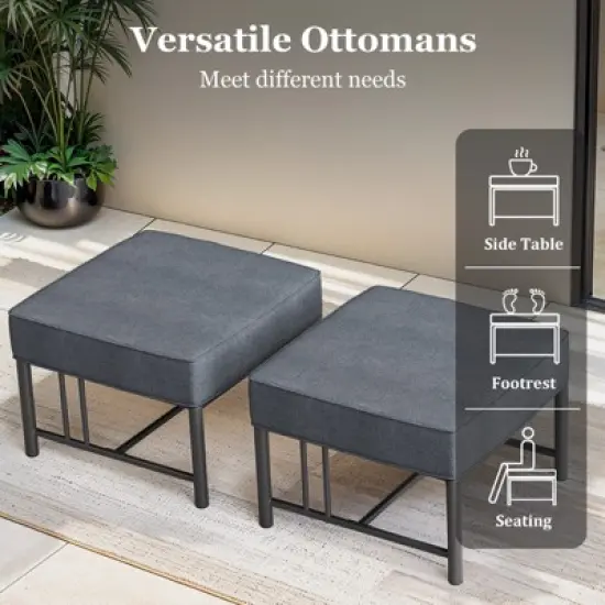 Gymojoy Outdoor 2 Pieces Patio Footstool Multipurpose Ottomans Foot Stool Ottoman image {5}