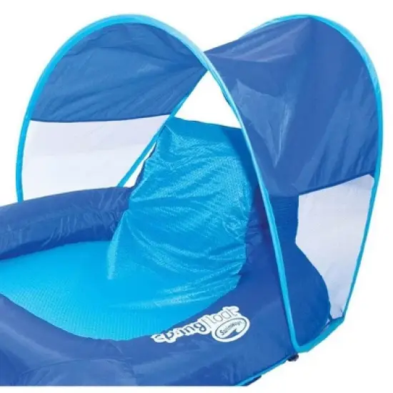 SwimWays Spring Float Recliner Pool Lounge Chair w/ Sun Canopy, Blue (2 Pack) image {4}