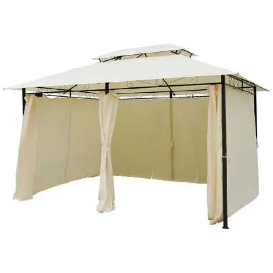 Outsunny 10' x 13' Outdoor Soft Top Gazebo Pergola with Curtains, 2-Tier Steel Frame Gazebo for Patio image {3}