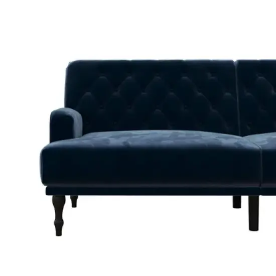 Lyla Upholstered Velvet Futon Blue - Room & Joy image {6}