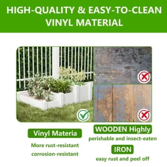 Lirago 48"x37"x17" White PVC Modular Garden Fence Panel Durable Easy to Install Soil Improvement Solution image {3}