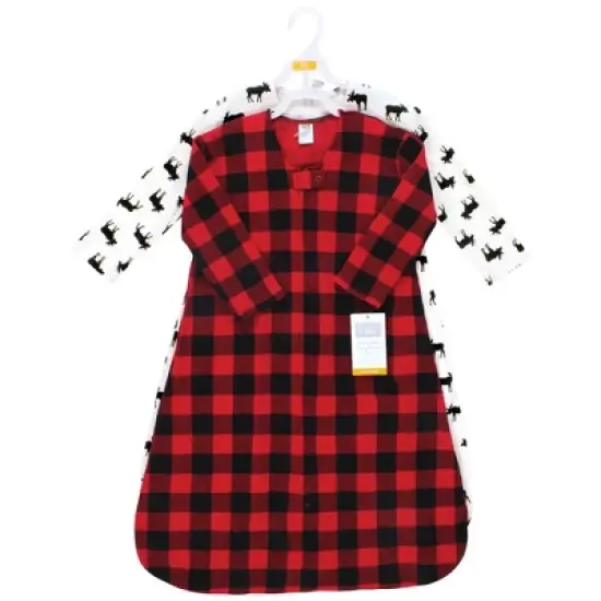 Hudson Baby Infant Boy Thermal Long Sleeve Sleeping Bag 2pk, Buffalo Plaid Moose image {1}