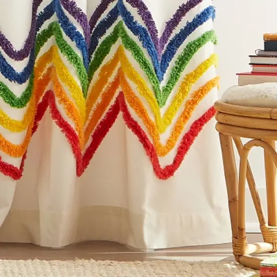 2pk Rainbow Tufted Striped Poletop Curtains - Dream Factory image {2}