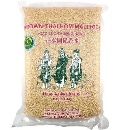 Three Ladies Thai Hom Mali Brown Jasmine Rice 5 lbs. (2.27 kgs) image {7}