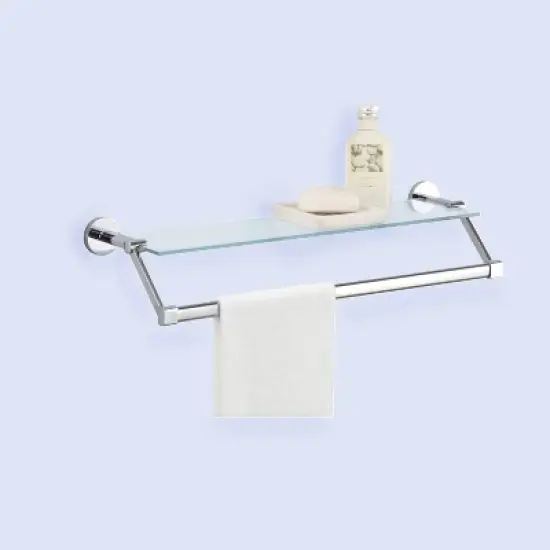 Mounted Glass Shelf with Towel Bar Chrome - Organize It All image {2}