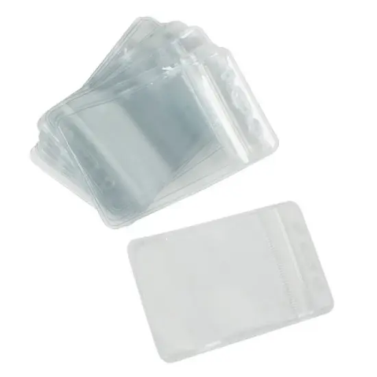 Unique Bargains 10 Pcs Clear PVC Waterproof Vertical ID Card Badge Holders image {2}