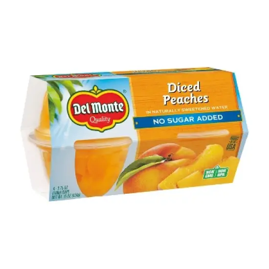 Del Monte No Sugar Added Diced Peaches Fruit Cups - 15oz/4ct image {1}