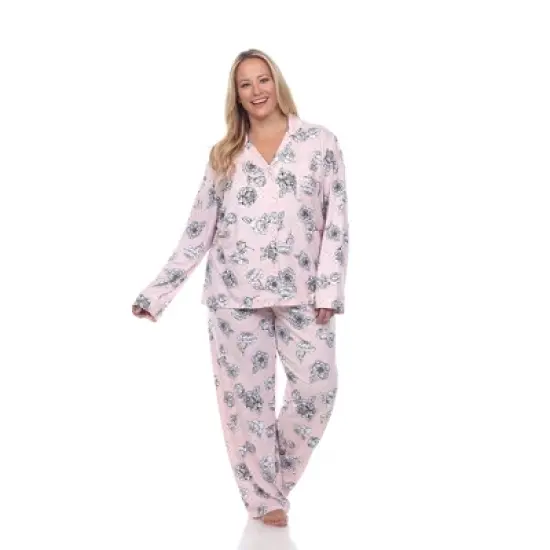 Plus Size Long Sleeve Floral Pajama Set - White Mark image {7}