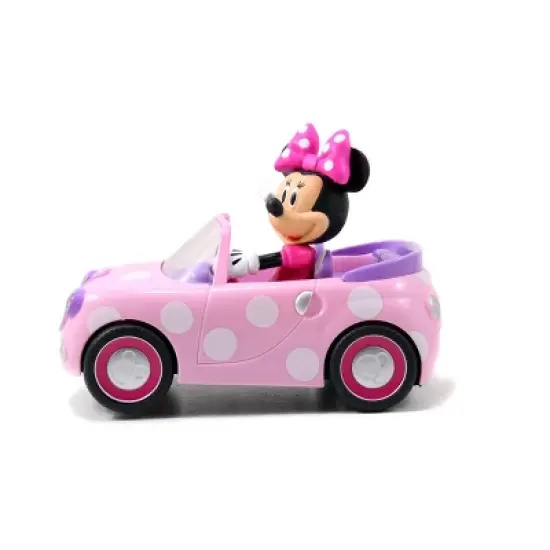 Jada Toys Disney Junior RC Minnie Bowtique Roadster Remote Control Vehicle 7" Pink with White Polka Dots image {3}