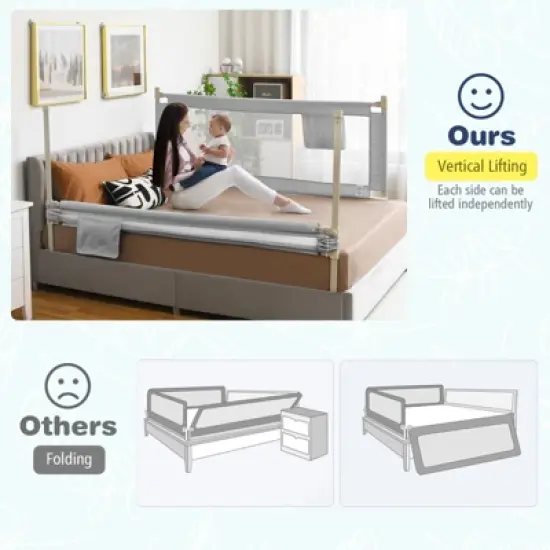 Infans 69.5" Bed Rails for Toddlers Vertical Lifting Baby Bed Rail Guard with Lock Grey image {4}