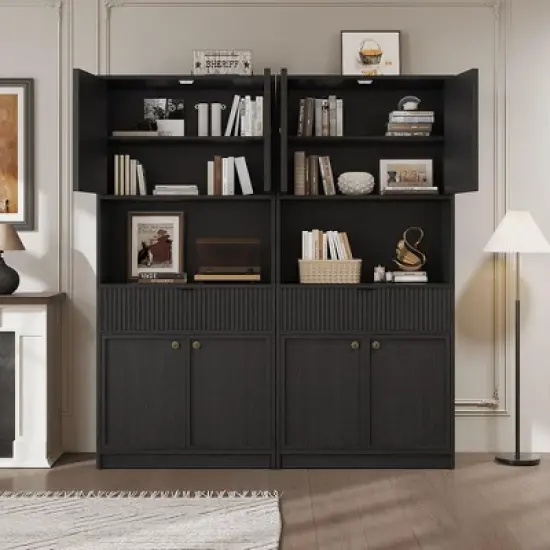 Kitchen Pantry Cabinet, 70" Tall Pantry Storage Cabinet with Countertop, Fluted Tall Cabinets with Doors and Drawer image {6}