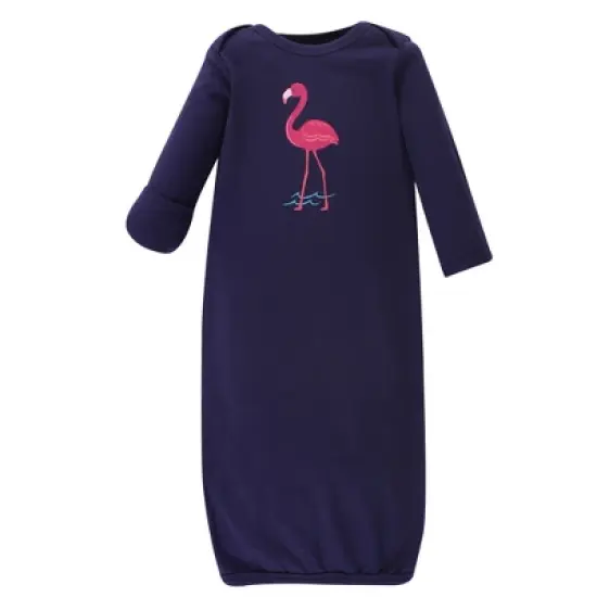 Hudson Baby Infant Girl Cotton Gowns, Bright Pink Flamingo image {1}