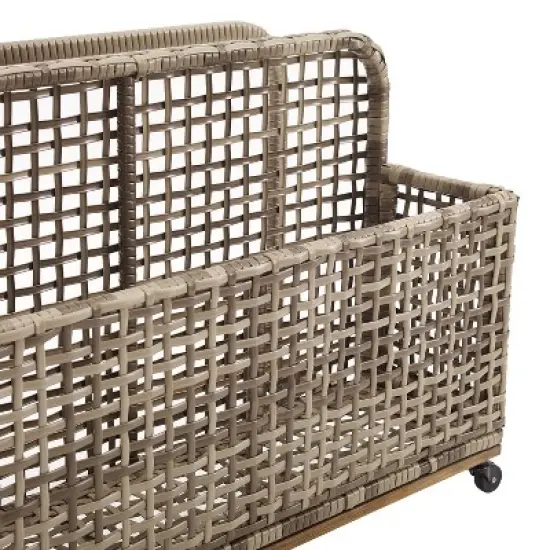 Ridley Outdoor Wicker & Metal Pool Storage Caddy - Gray - Crosley image {8}