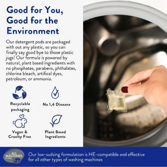 Laundry Detergent Pods - Hypoallergenic Laundry Pods - Ultra Concentrated, Recyclable Packaging, Stain Fighting image {1}