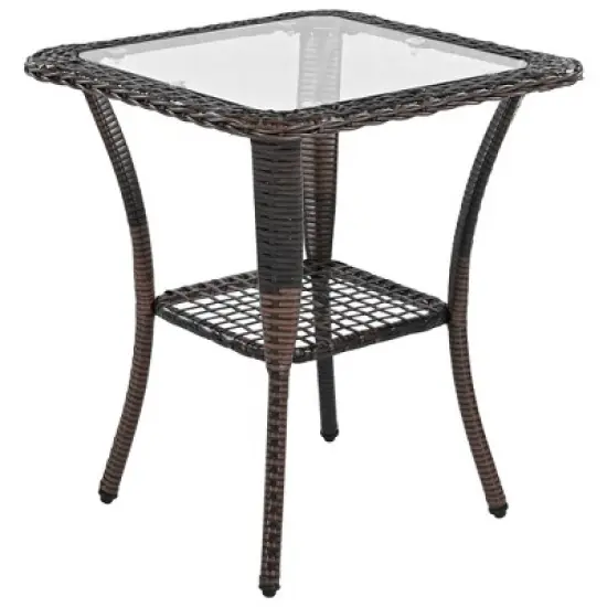 3pcs Outdoor Rattan Chat Furniture Set,  Patio Garden Seating Group Conversation Set with Swivel Chairs and Table -ModernLuxe image {12}