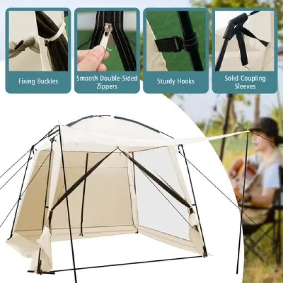 Costway Screen Dome Camping Tent for 6-8 People with 4-Side Mesh Walls Carrying Bag image {9}