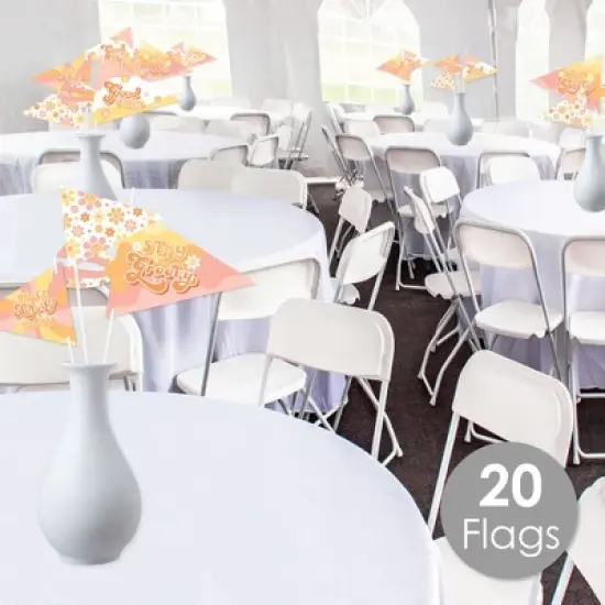 Big Dot of Happiness Stay Groovy - Triangle Boho Hippie Party Photo Props - Pennant Flag Centerpieces - Set of 20 image {1}