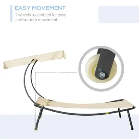 Resenkos Patio Double Chaise Lounge Chair, Outdoor Wheeled Hammock Daybed With Adjustable Canopy and Pillow, image {7}