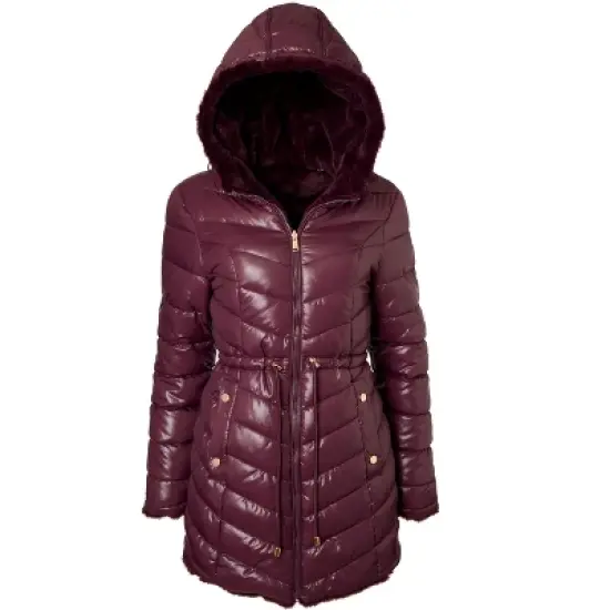 Sportoli Womens Winter Coat Reversible Faux Fur Lined Quilted Puffer Jacket image {9}