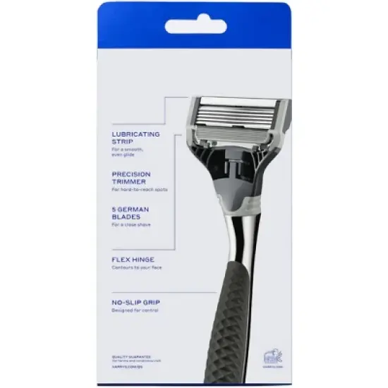 Harry's 5-Blade Men's Razor - 1 Razor Handle + 5 Razor Blade Refills - Chrome Edition Handle image {7}
