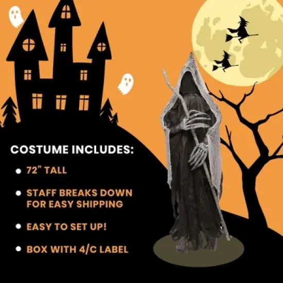 Funworld Reaper With Staff 6 Foot Halloween Yard Decor image {3}