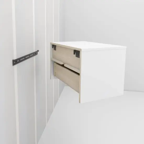 Floating 1 Drawer Nightstand with Open Shelf - Prepac image {10}