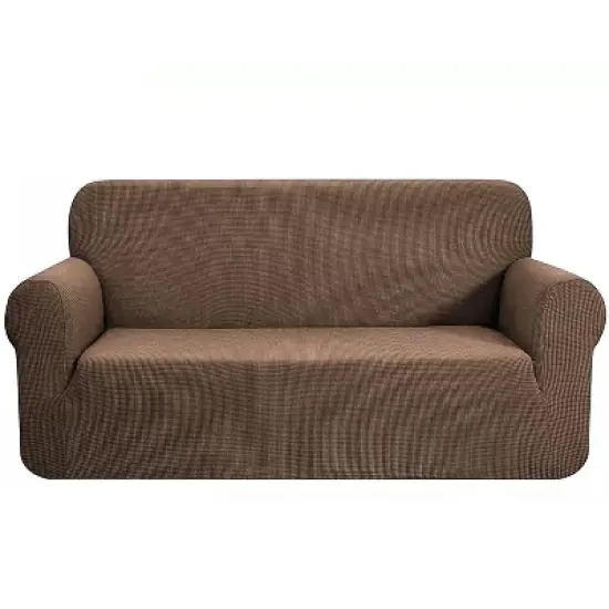 Home Mart Goods Taupe 2-Piece Set Slipcover Sofa & Loveseat Cover Protector 4-Way Stretch Elastic image {5}