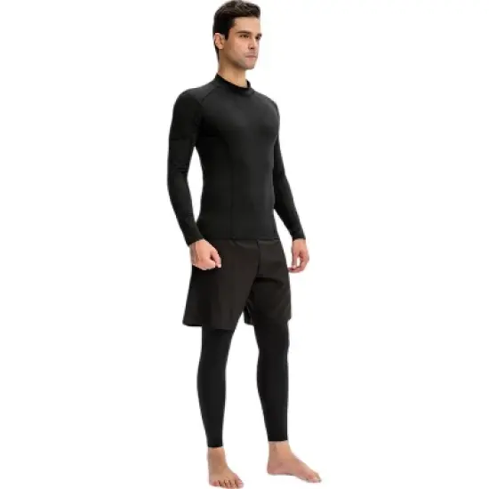Anna-Kaci Active Men's Long Sleeve Compression Shirt with Contrast Stitching and Athletic Fit image {4}