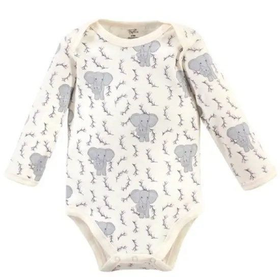 Touched by Nature Baby Girl Organic Cotton Long-Sleeve Bodysuits 5pk, Pink Elephant image {4}