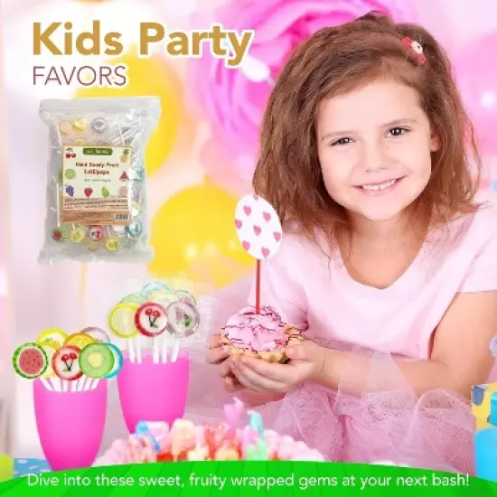 4E's Novelty Fruit Lollipops Bulk Set &ndash; 84 Individually Wrapped Suckers for Parties & Treat Bags, 1.1lb image {5}