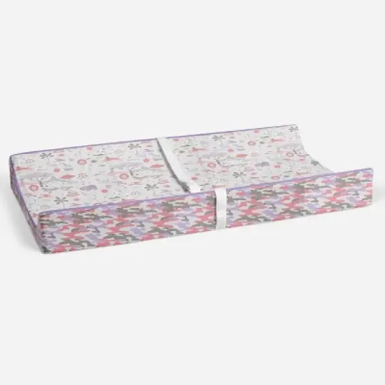 Bacati - Jungle Safari Lilac/Coral Muslin Quilted Changing Pad Cover image {3}