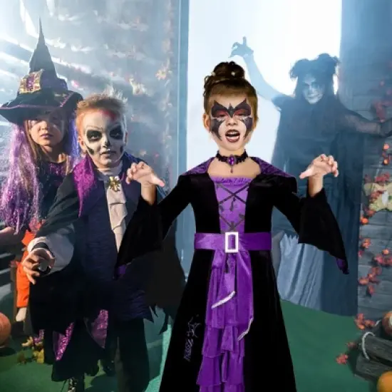 Garvee Witch Costumes with Neck Accessories for Girls, Suitable for Halloween Dress Up Party, Role-Playing image {4}