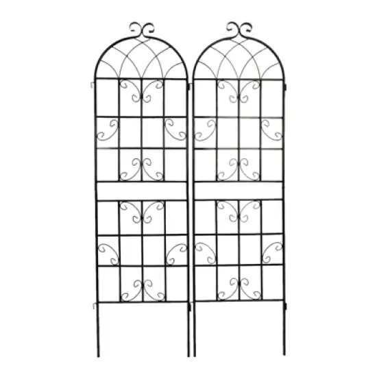 Dolonm 4 Pack Black Metal Garden Trellis for Climbing Plants Outdoor Rustproof Plant Support Rose Garden Fence Netting 71''H image {6}