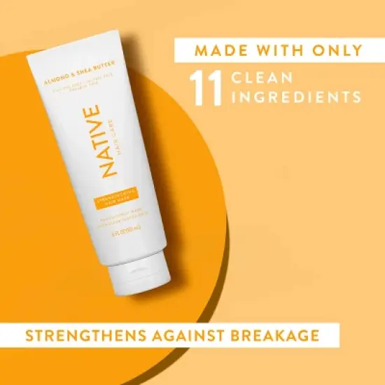 Native Vegan Hair Deep Conditioner Strengthening Hair Mask with Almond & Shea Butter, Clean, Sulfate, Paraben and Silicone Free  - 6 fl oz image {6}