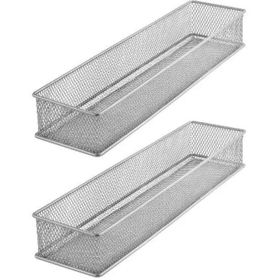 YBM Home Silver Mesh Drawer and Desk Organizer Tray, Pack of 2 image {7}