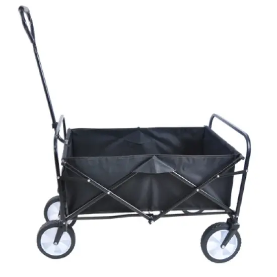 Folding Wagon Garden Shopping Beach Cart (Black) image {2}