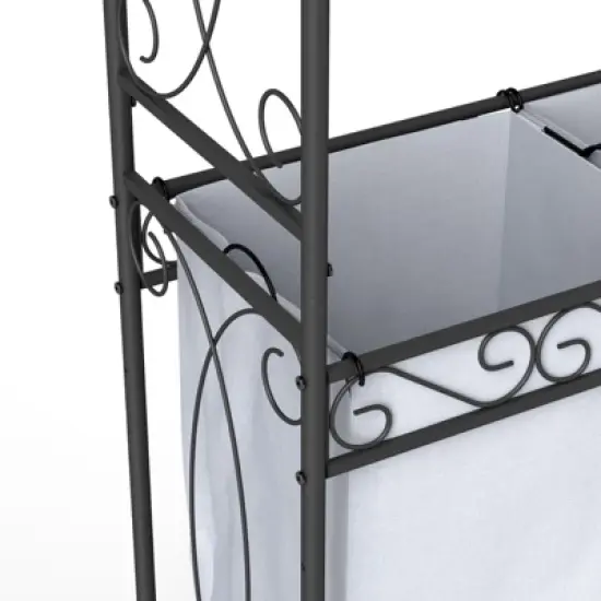 SEVOBAL Freestanding Coat Racks Sleek Design Multi Functional Laundry Hamper Organizer with Shelves and Hanging Rail Bedroom, Black, 37.8"*6.3"*6.3" image {2}