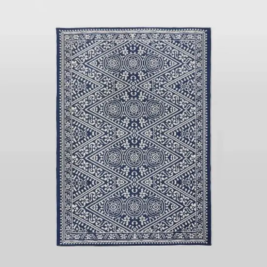 Tapestry Outdoor Rug Blue - Threshold image {5}