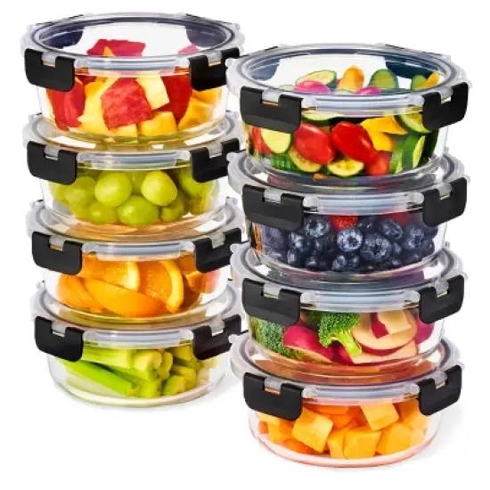 Sorbus 16 Piece Glass Meal Prep Containers with Airtight Lids - Preserves Freshness, Oven Safe, durable, BPA-free image {12}