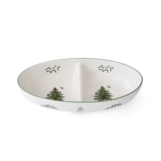 Spode Christmas Tree Divided Server, 9-Inch Round Festive Serveware, Holiday Entertaining Platter - Fine Porcelain, Dishwasher & Microwave Safe image {6}