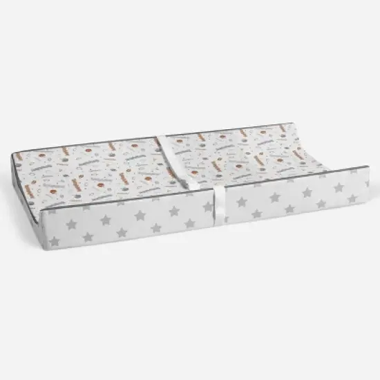 Bacati - Football Brown/Gray Muslin Changing Pad Cover image {4}